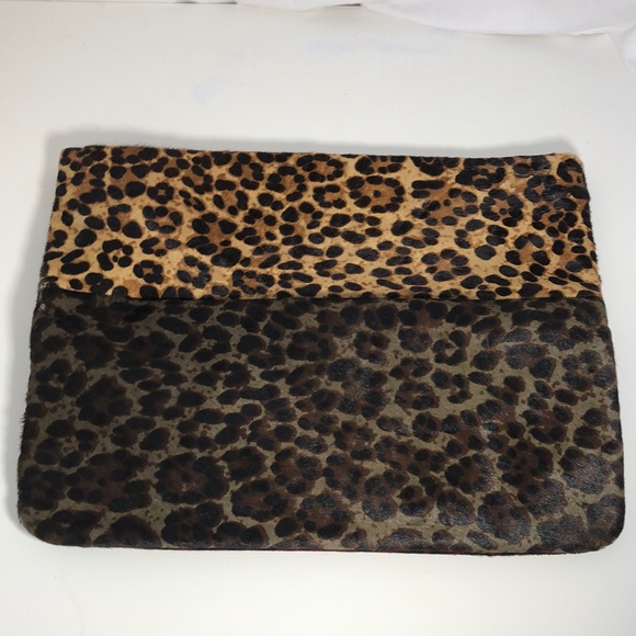 Rare Brian Atwood Leopard Print Foldover Clutch Bag Purse.
